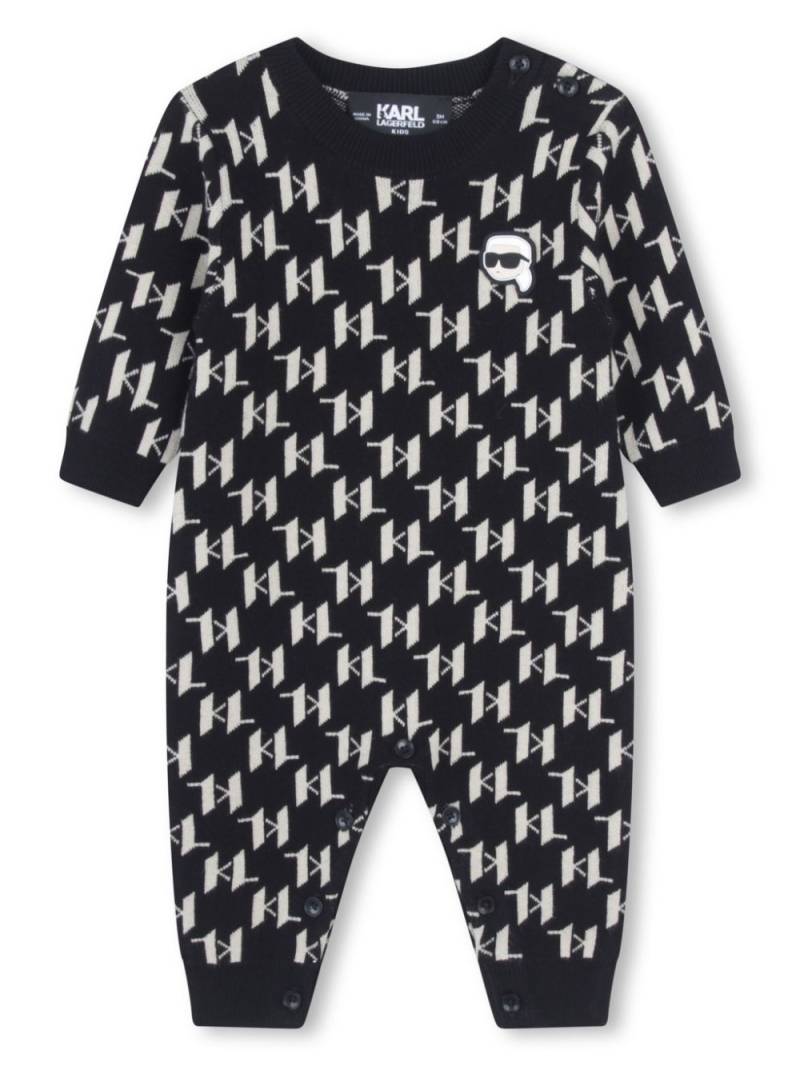 Karl Lagerfeld Kids monogram-pattern jacquard babygrow - Black von Karl Lagerfeld Kids