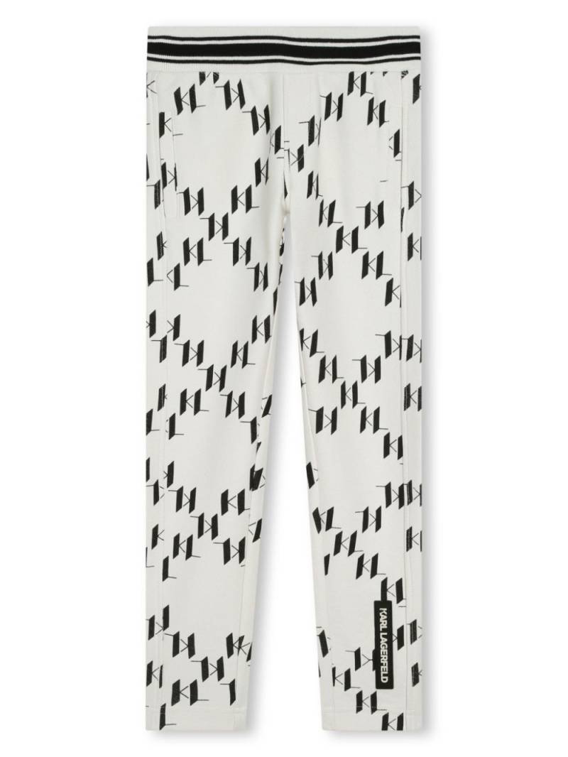 Karl Lagerfeld Kids monogram-print cotton track pants - White von Karl Lagerfeld Kids