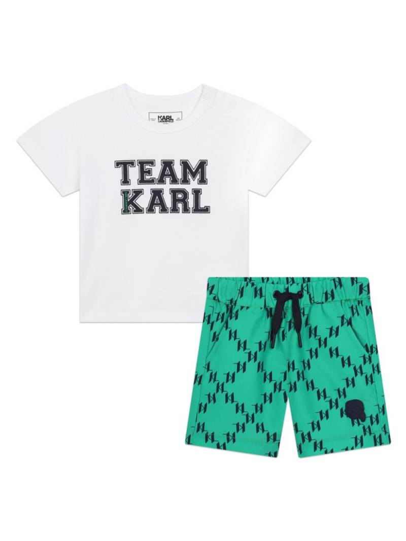 Karl Lagerfeld Kids monogram-print organic cotton shorts set - Green von Karl Lagerfeld Kids