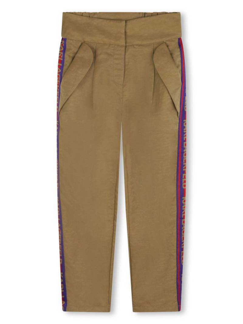 Karl Lagerfeld Kids stripe-detailing cotton trousers - Neutrals von Karl Lagerfeld Kids