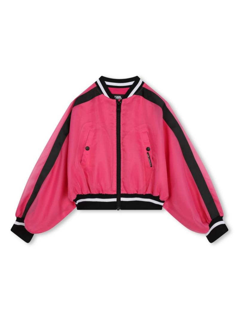 Karl Lagerfeld Kids striped bomber jacket - Pink von Karl Lagerfeld Kids