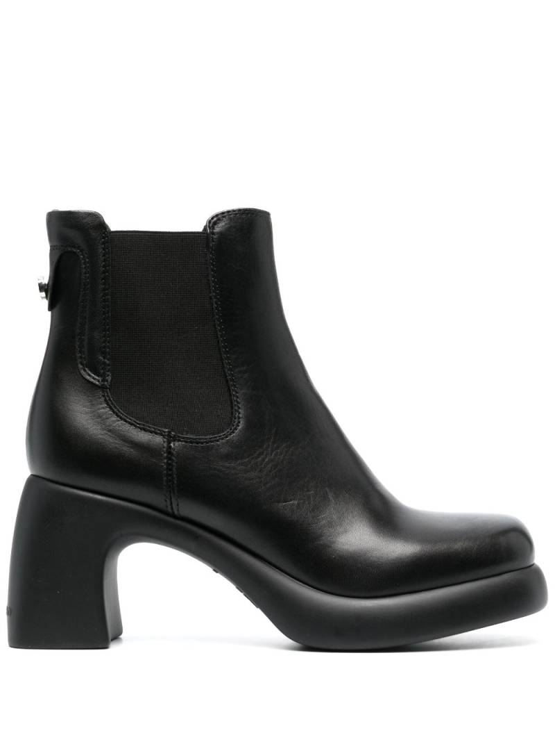 Karl Lagerfeld 80mm Astragon patent-finish boots - Black von Karl Lagerfeld