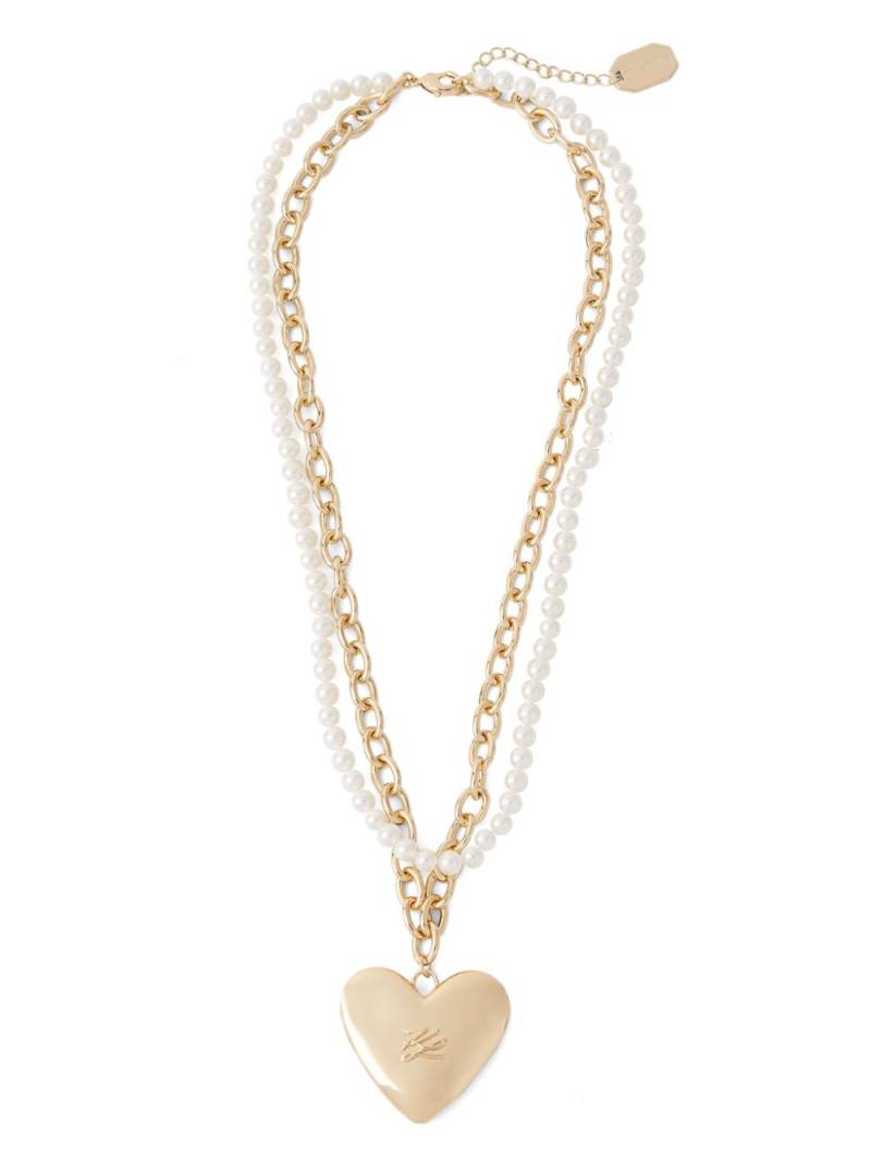 Karl Lagerfeld Autograph Heart pearl necklace - Gold von Karl Lagerfeld