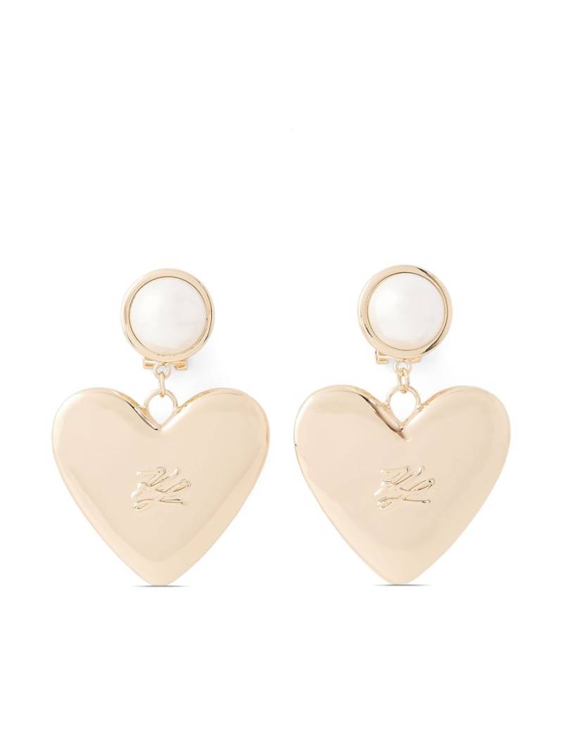 Karl Lagerfeld Autograph pearl drop earrings - Gold von Karl Lagerfeld