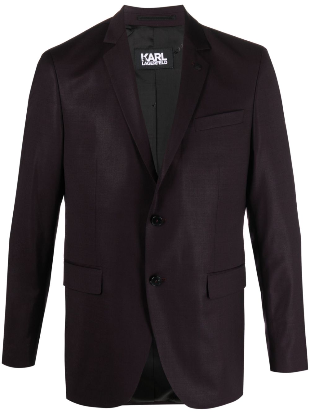 Karl Lagerfeld Clever brooch-detail stretch-wool blazer - Purple von Karl Lagerfeld