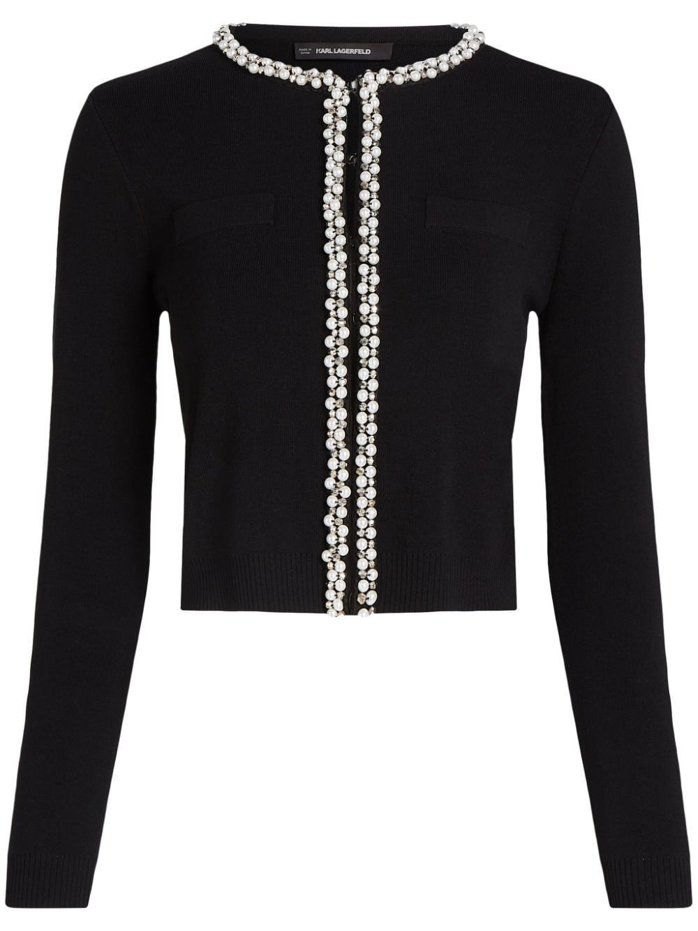 Karl Lagerfeld Essential pearl-embellished cardigan - Black von Karl Lagerfeld