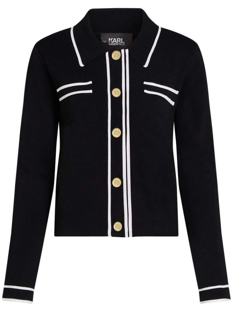 Karl Lagerfeld Essential piped-trim cardigan - Black von Karl Lagerfeld