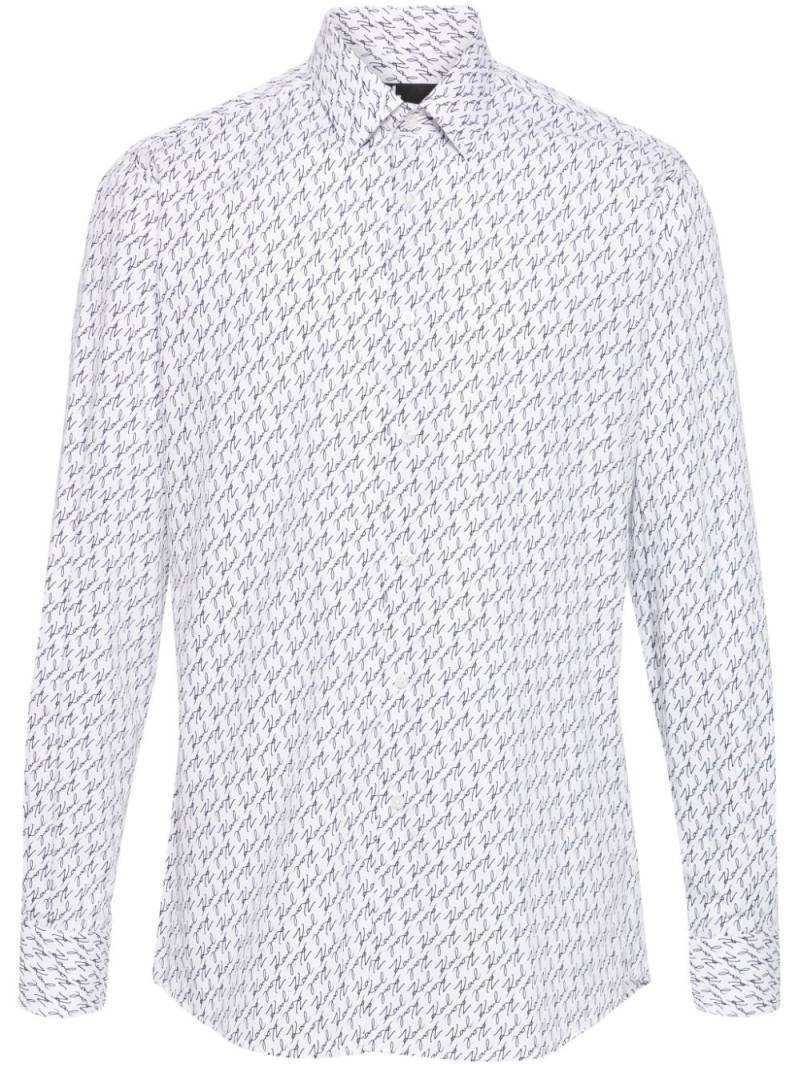 Karl Lagerfeld FF Karligraphy-print poplin shirt - White von Karl Lagerfeld