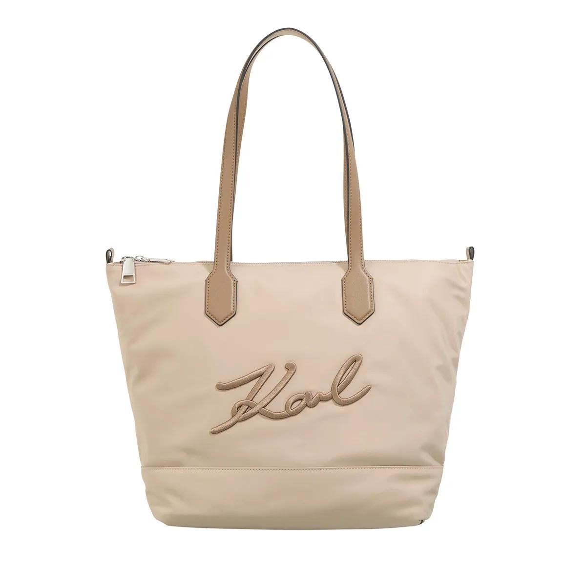 Karl Lagerfeld Henkeltasche - K/Signature Nylon Md Tote - Gr. unisize - in Beige - für Damen von Karl Lagerfeld