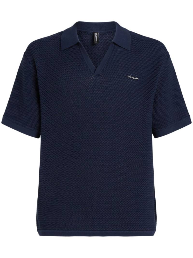 Karl Lagerfeld Hotel Karl crochet polo shirt - Blue von Karl Lagerfeld