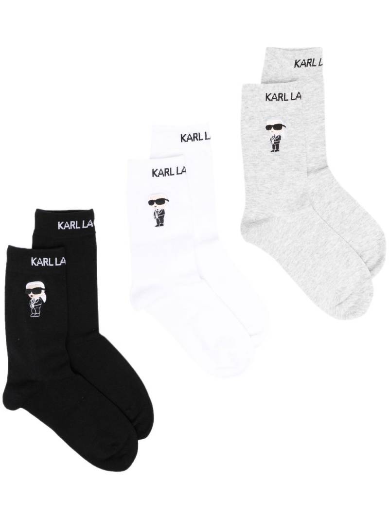 Karl Lagerfeld Ikon intarsia-knit socks (pack of three) - Black von Karl Lagerfeld