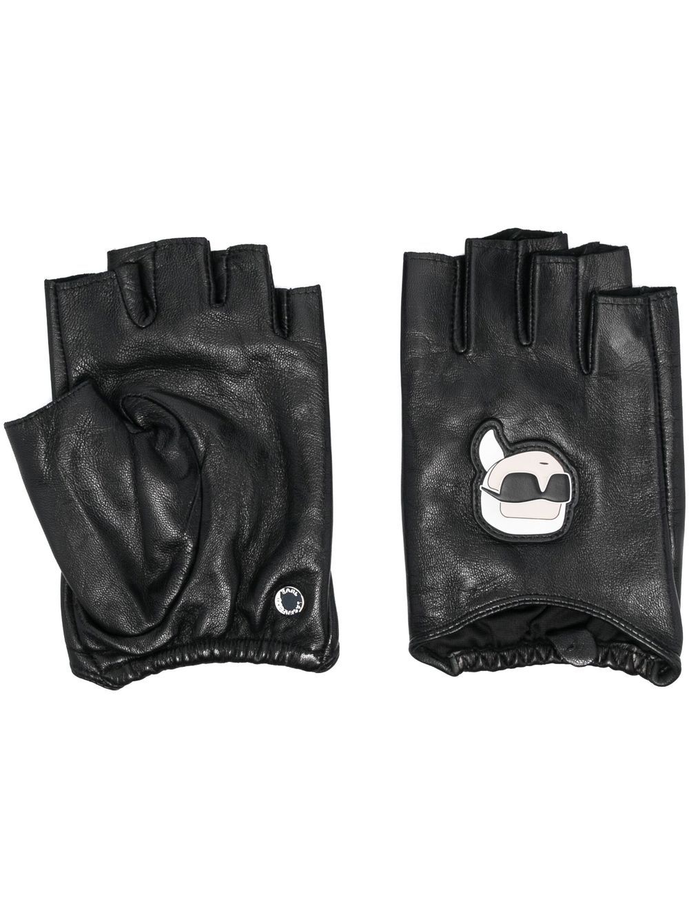 Karl Lagerfeld Ikon leather fingerless gloves - Black von Karl Lagerfeld