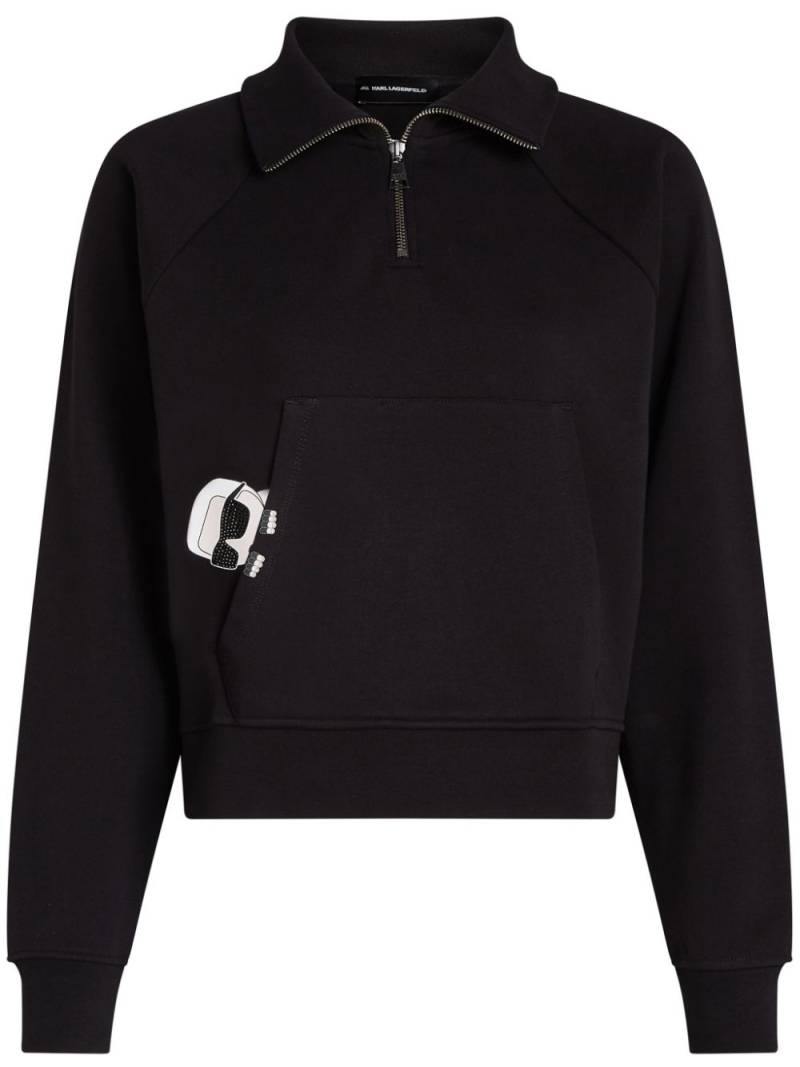 Karl Lagerfeld Ikon peak-a-boo half-zip sweatshirt - Black von Karl Lagerfeld