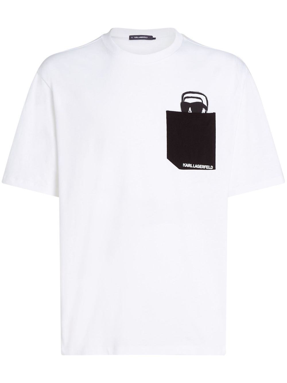 Karl Lagerfeld Ikon peek-a-boo pocket T-shirt - White von Karl Lagerfeld