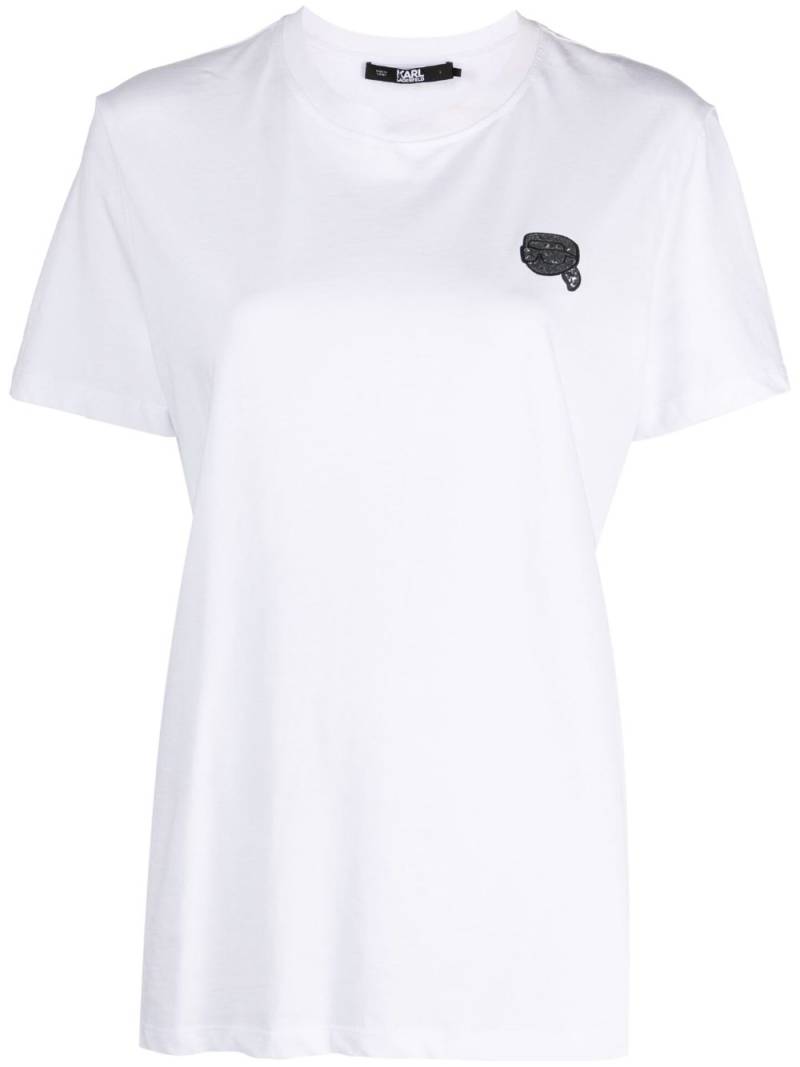 Karl Lagerfeld Ikon 2.0 Glitter organic cotton T-shirt - White von Karl Lagerfeld