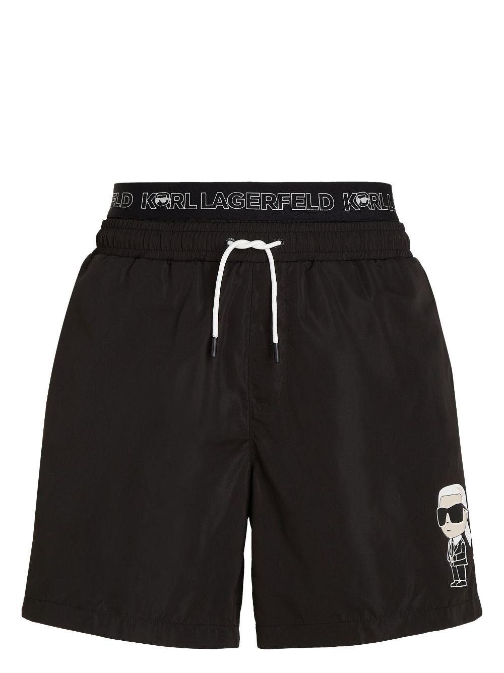 Karl Lagerfeld Ikonik double-waistband swim shorts - Black von Karl Lagerfeld