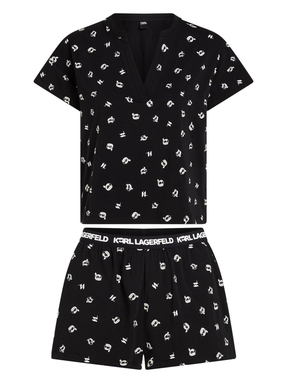 Karl Lagerfeld Ikonik pajama shorts set - Black von Karl Lagerfeld