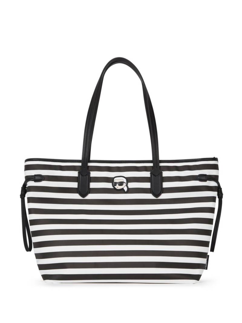 Karl Lagerfeld Ikon Karl striped tote bag - Black von Karl Lagerfeld