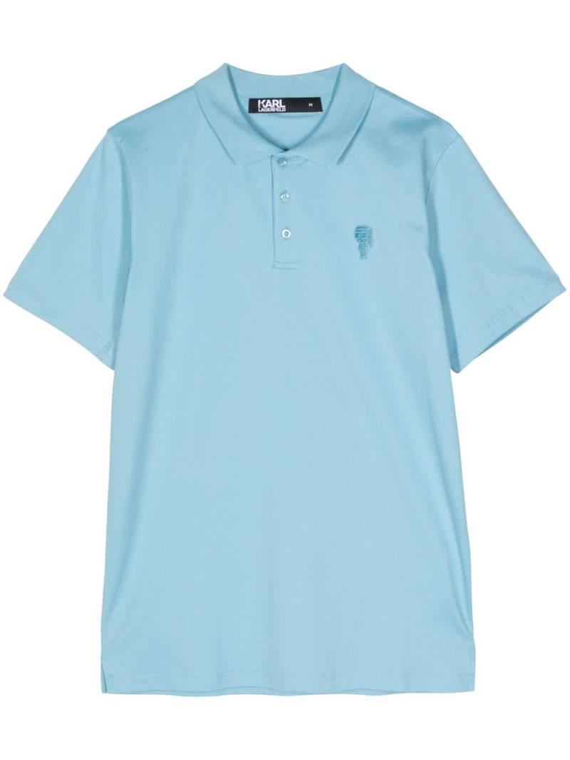 Karl Lagerfeld Ikonik embroidered polo shirt - Blue von Karl Lagerfeld