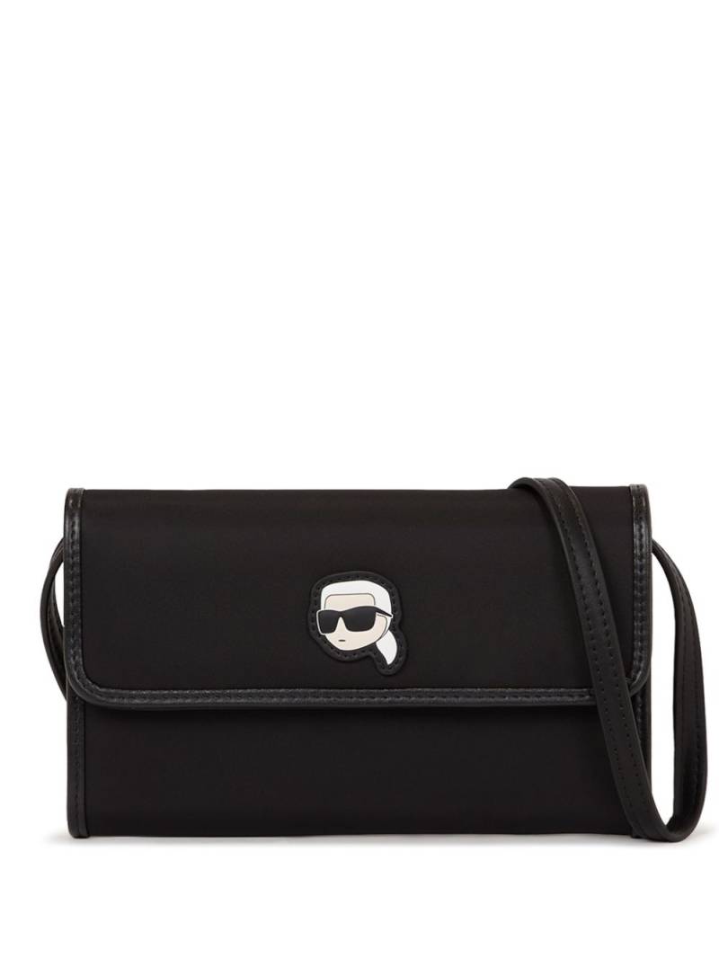 Karl Lagerfeld Ikon logo-appliqué clutch bag - Black von Karl Lagerfeld