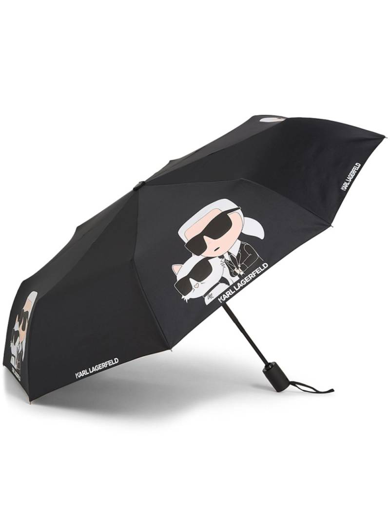 Karl Lagerfeld Ikon logo-print umbrella - Black von Karl Lagerfeld