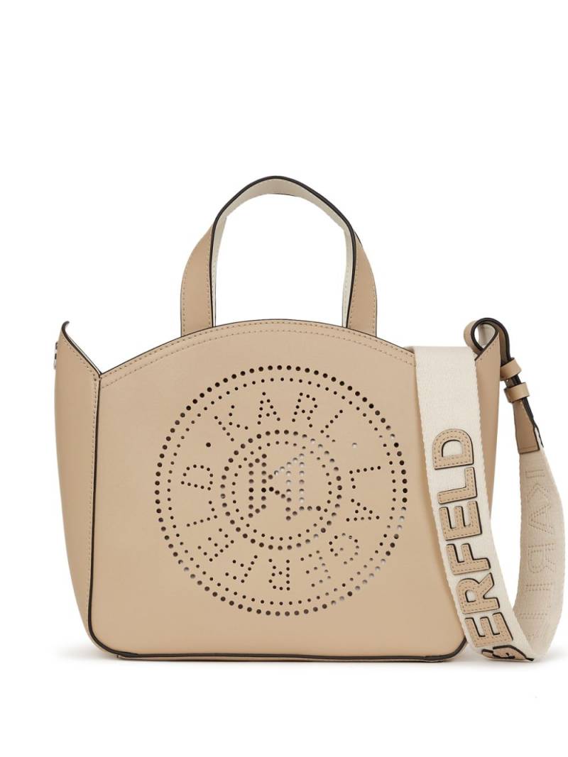 Karl Lagerfeld K/Circle perforated-logo tote bag - Neutrals von Karl Lagerfeld