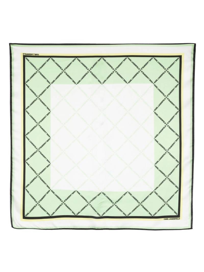 Karl Lagerfeld K/Essential cross-print silk scarf - Green von Karl Lagerfeld