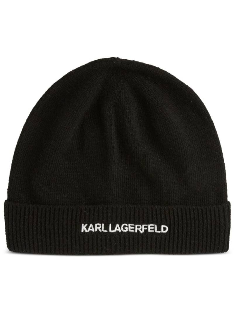 Karl Lagerfeld K/Essential logo-embroidered beanie - Black von Karl Lagerfeld