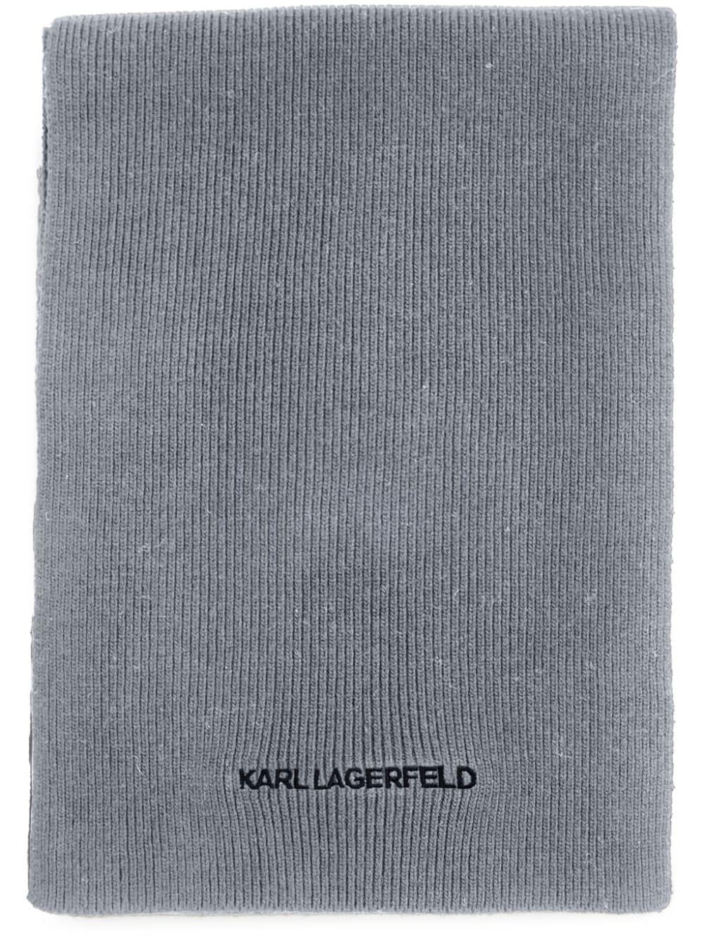 Karl Lagerfeld K/Essential ribbed-knit scarf - Grey von Karl Lagerfeld