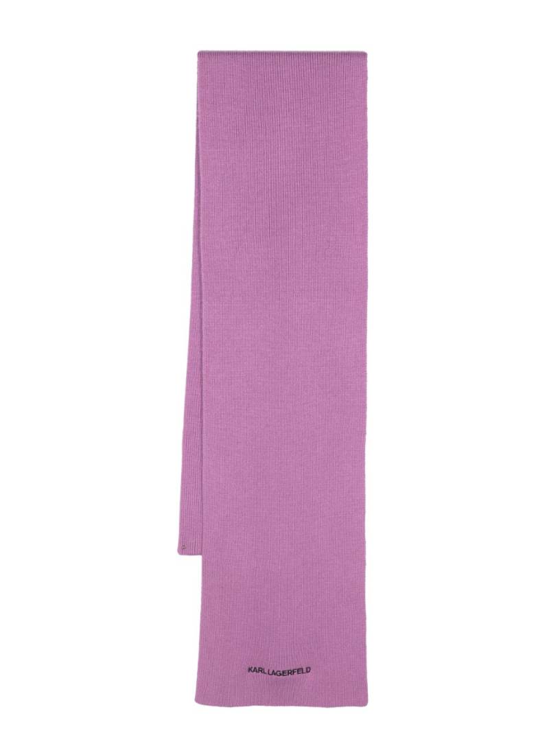 Karl Lagerfeld K/Essential ribbed scarf - Purple von Karl Lagerfeld