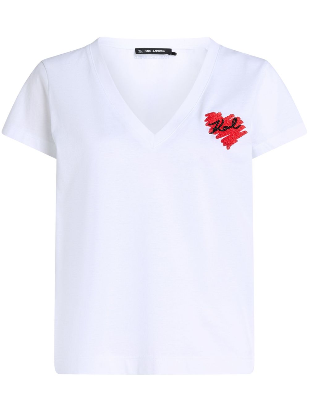 Karl Lagerfeld K/Heart V-neck T-shirt - White von Karl Lagerfeld