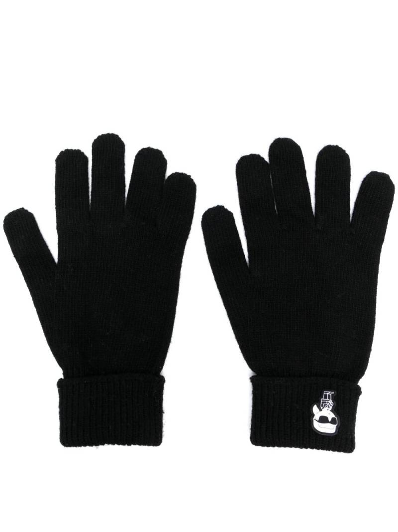 Karl Lagerfeld Ikon knitted gloves - Black von Karl Lagerfeld