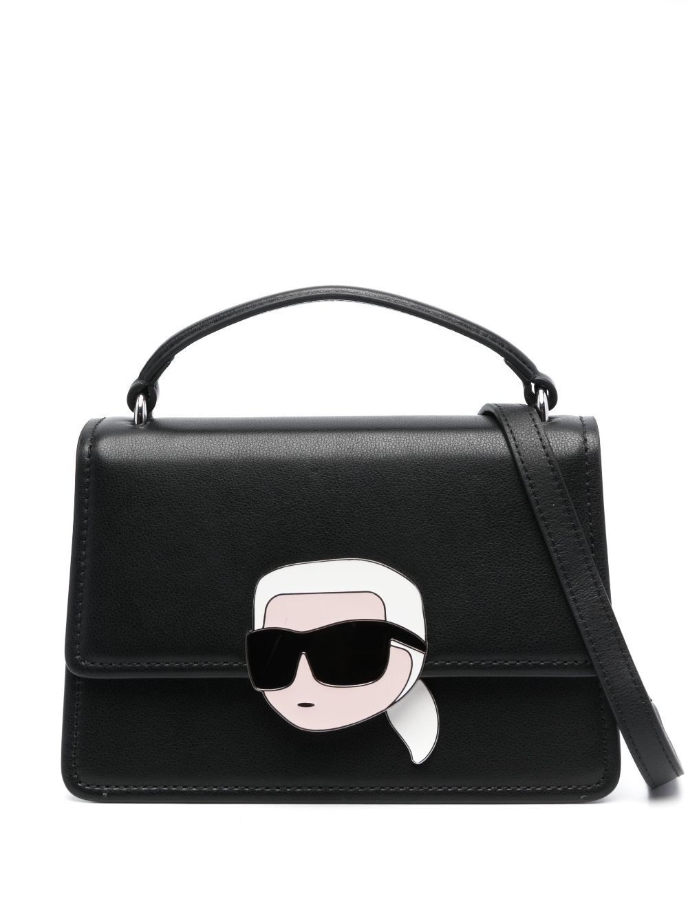 Karl Lagerfeld Ikon Lock leather cross body bag - Black von Karl Lagerfeld