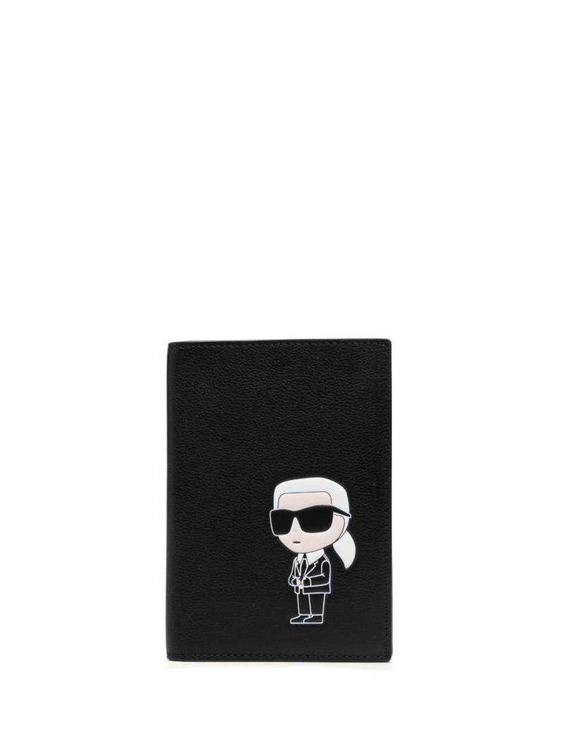 Karl Lagerfeld Ikon leather passport holder - Black von Karl Lagerfeld