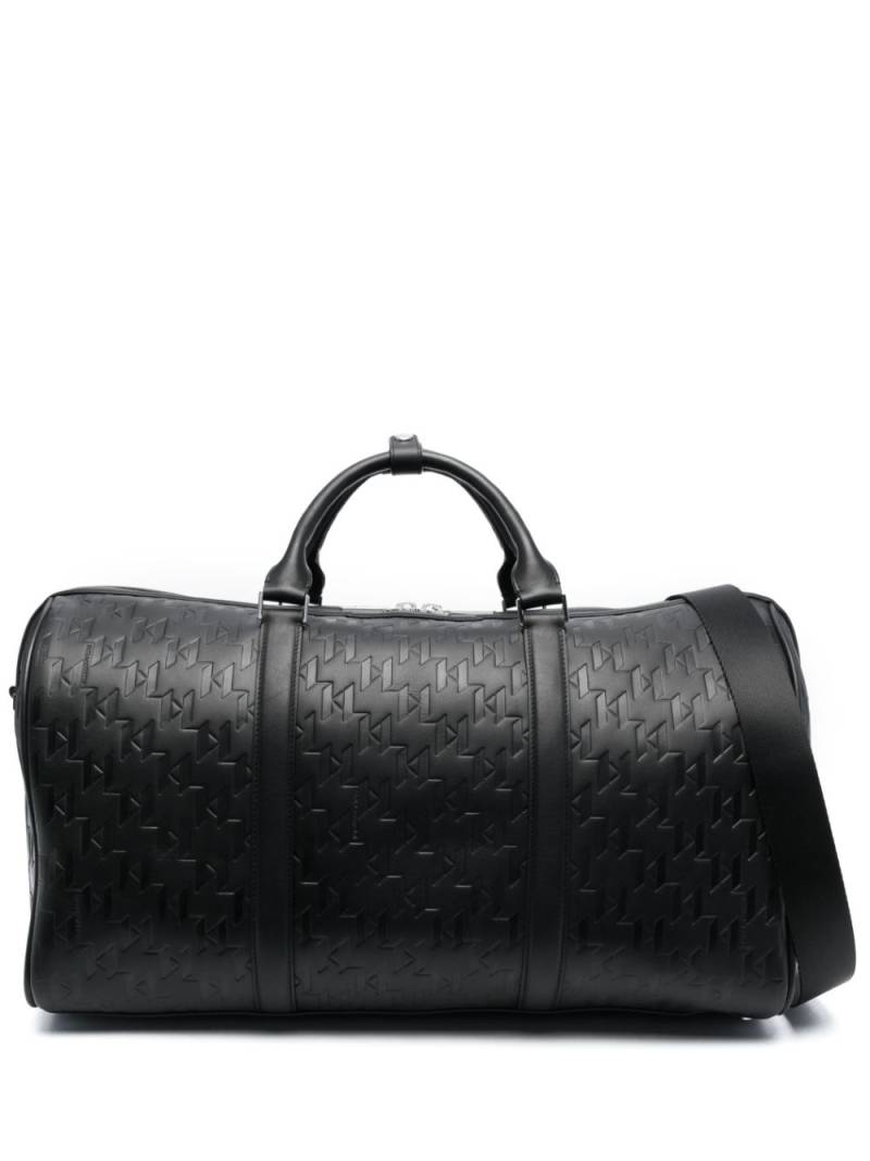 Karl Lagerfeld K/Loom leather weekender bag - Black von Karl Lagerfeld