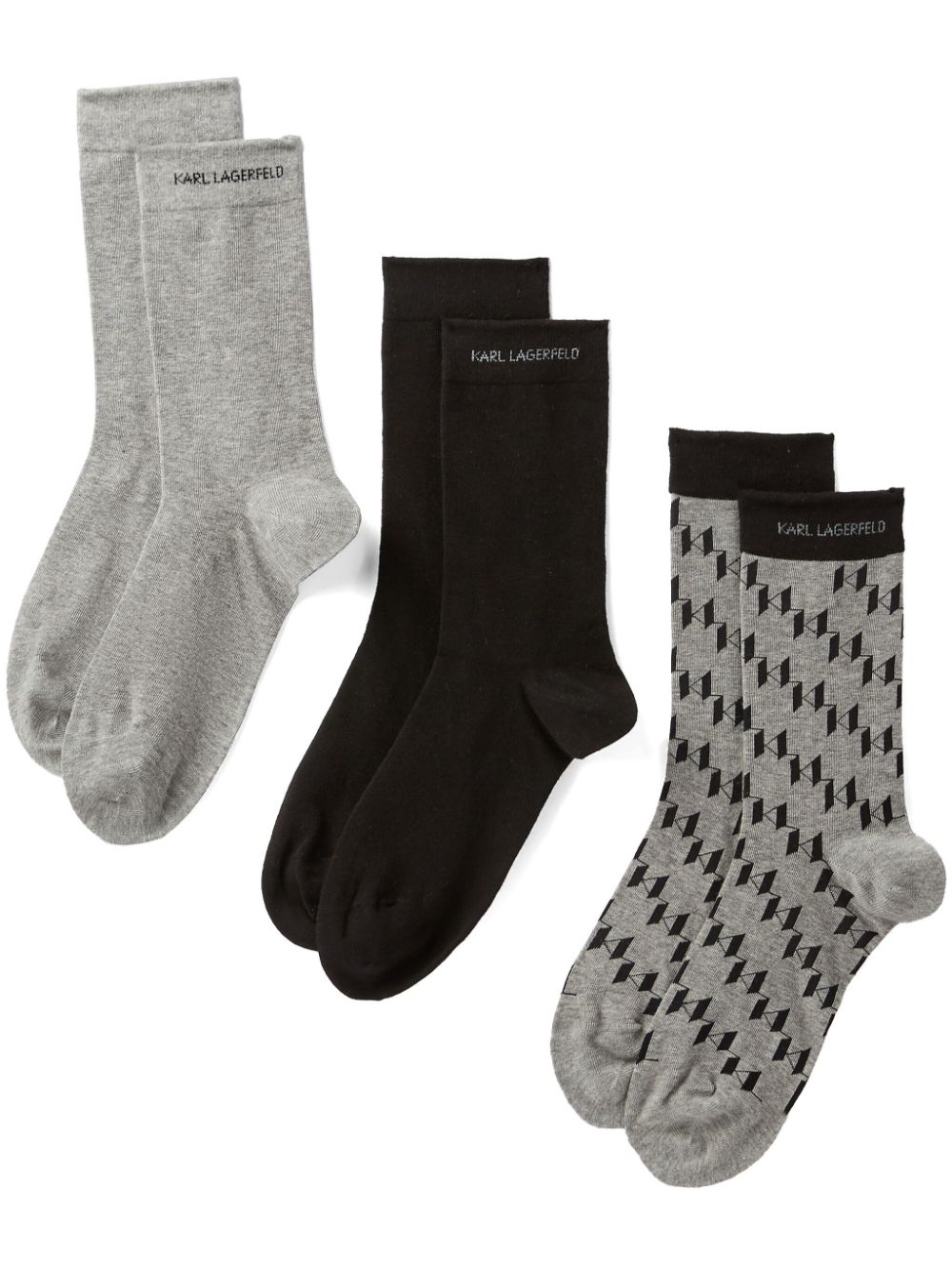 Karl Lagerfeld K/Monogram organic cotton socks (pack of three) - Grey von Karl Lagerfeld