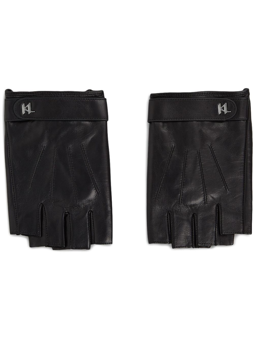 Karl Lagerfeld K/Plak leather fingerless gloves - Black von Karl Lagerfeld