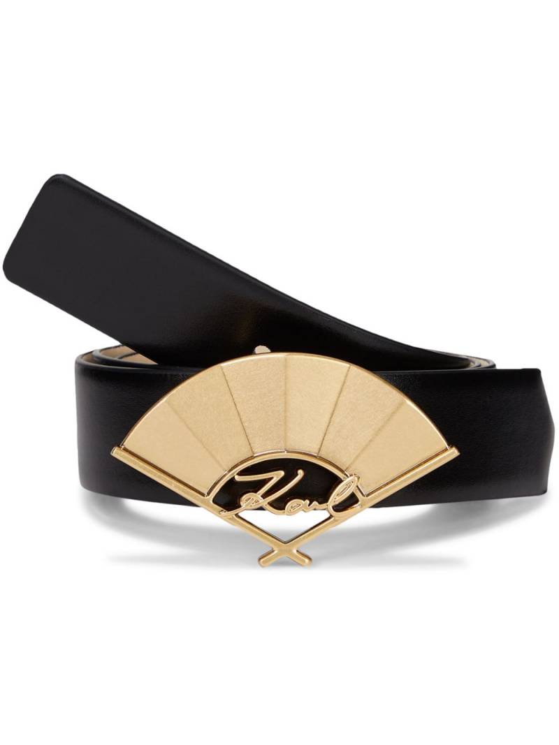 Karl Lagerfeld Signature Fan leather belt - Black von Karl Lagerfeld