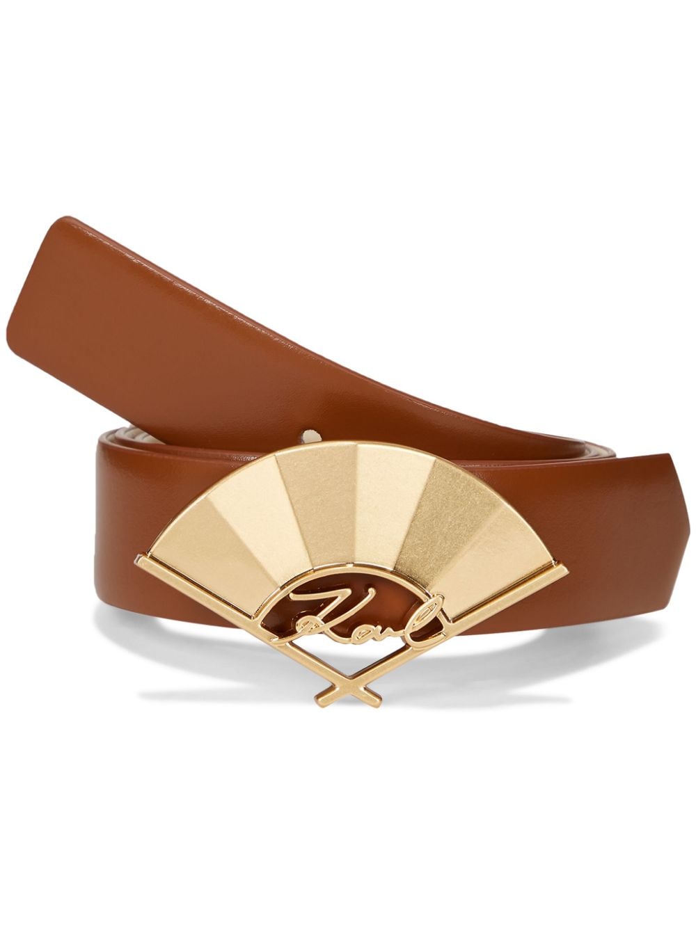 Karl Lagerfeld Signature Fan leather belt - Brown von Karl Lagerfeld