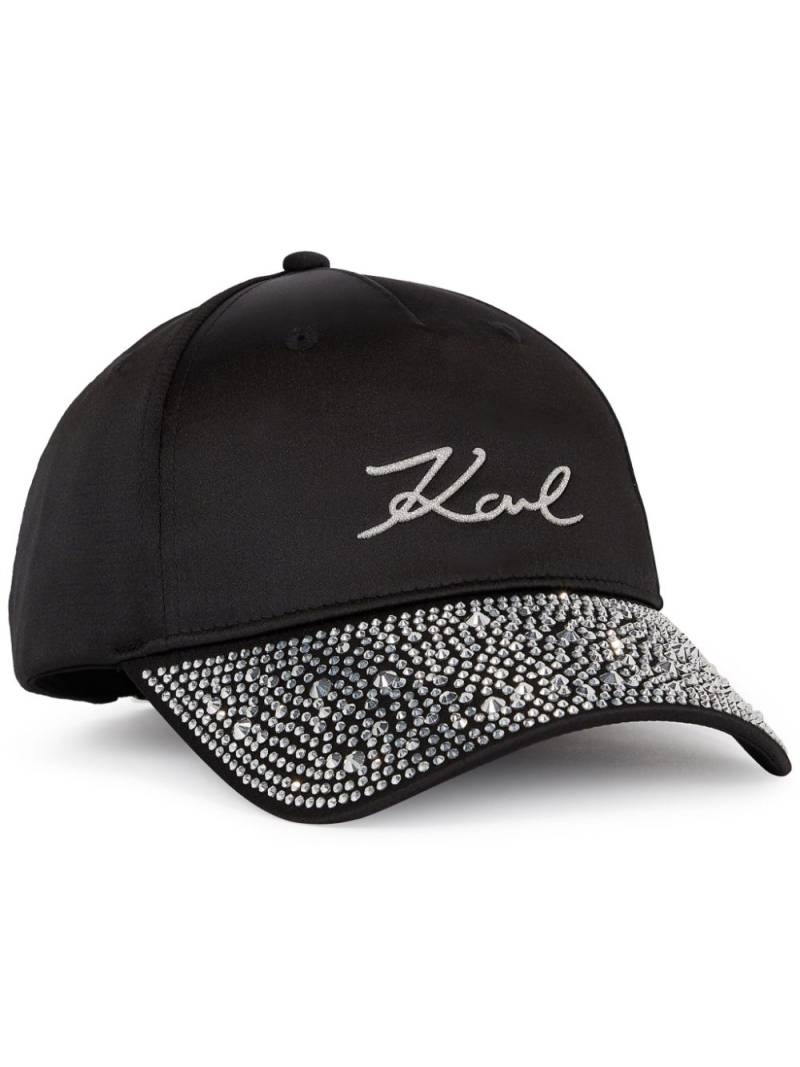 Karl Lagerfeld Signature rhinestone-embellished visor - Black von Karl Lagerfeld