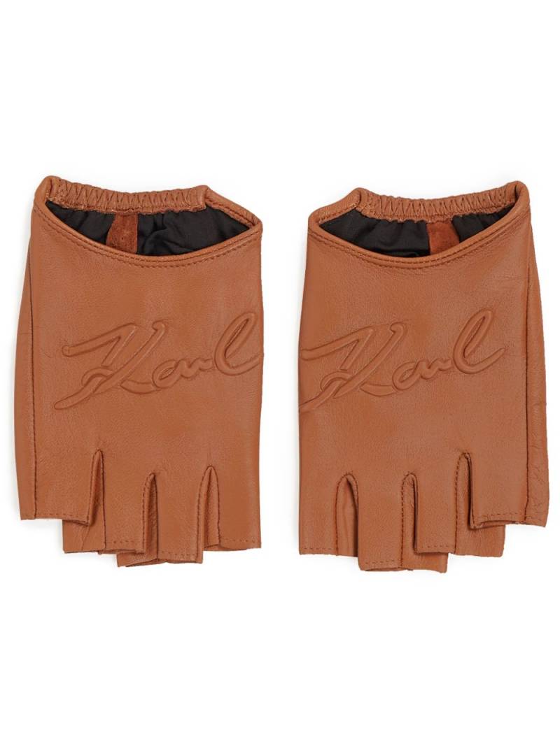 Karl Lagerfeld Signature fingerless gloves - Brown von Karl Lagerfeld