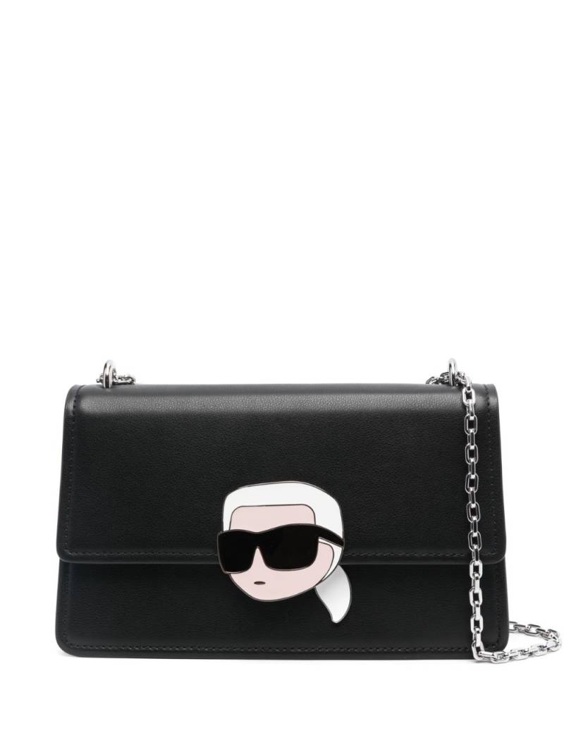 Karl Lagerfeld Ikon Lock leather shoulder bag - Black von Karl Lagerfeld