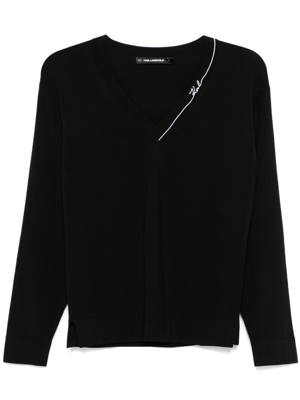 Karl Lagerfeld Karl Signature V-neck sweater - Black von Karl Lagerfeld