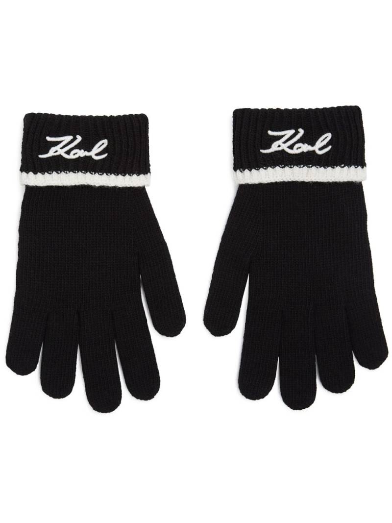 Karl Lagerfeld Signature knitted gloves - Black von Karl Lagerfeld