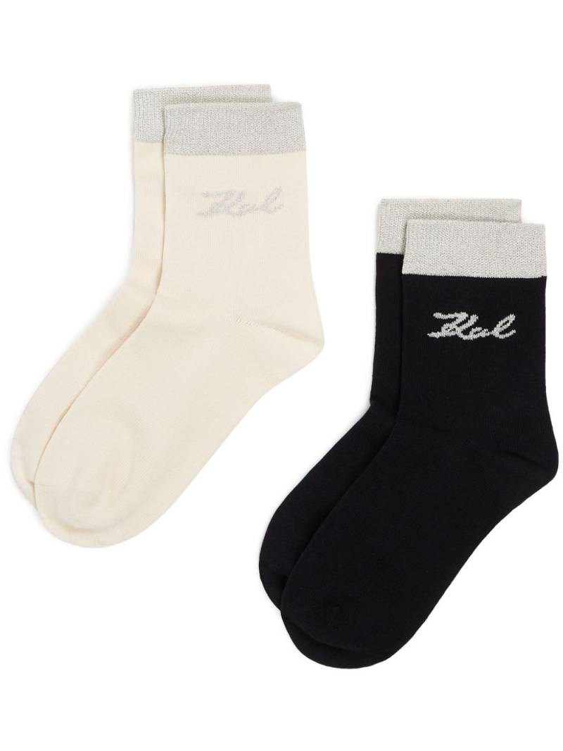 Karl Lagerfeld Signature lurex socks - Black von Karl Lagerfeld