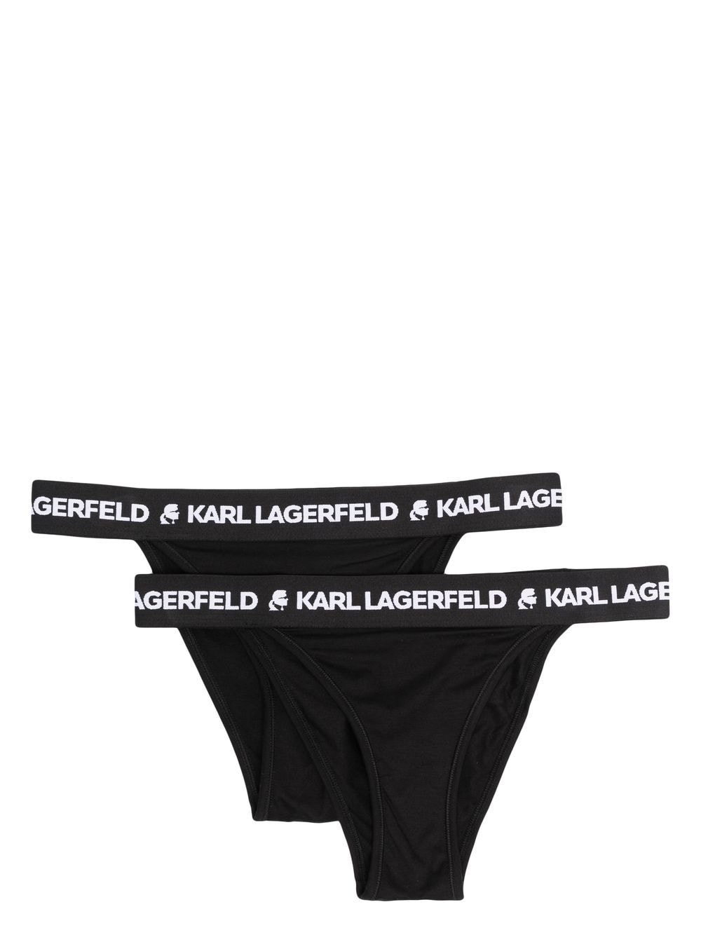 Karl Lagerfeld Logo-waistband 2-pack Brazilian briefs - Black von Karl Lagerfeld