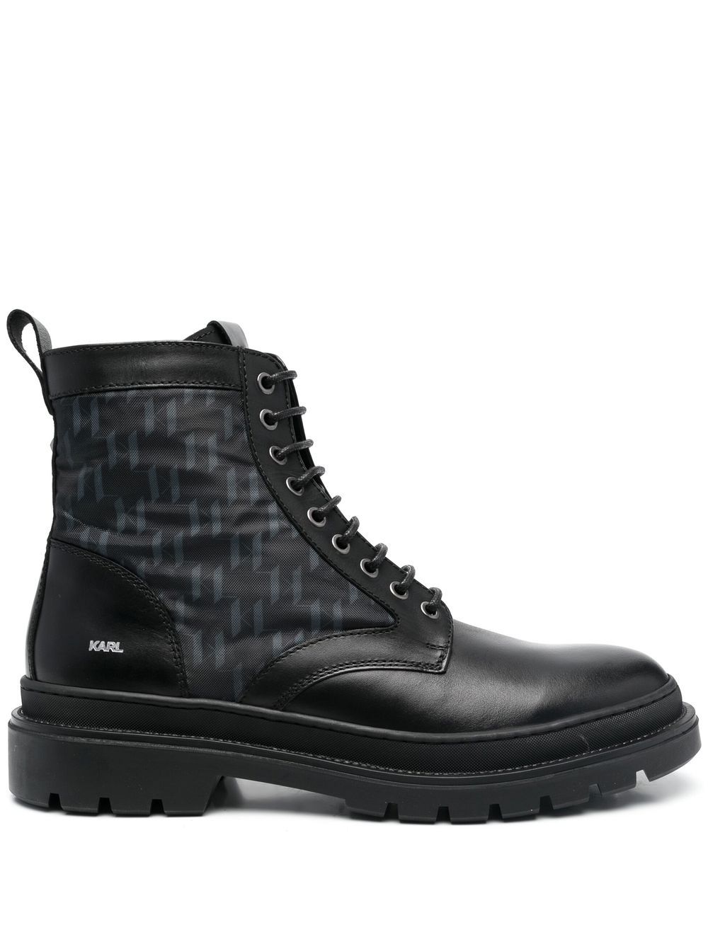 Karl Lagerfeld Outland mixed-panel combat boots - Black von Karl Lagerfeld