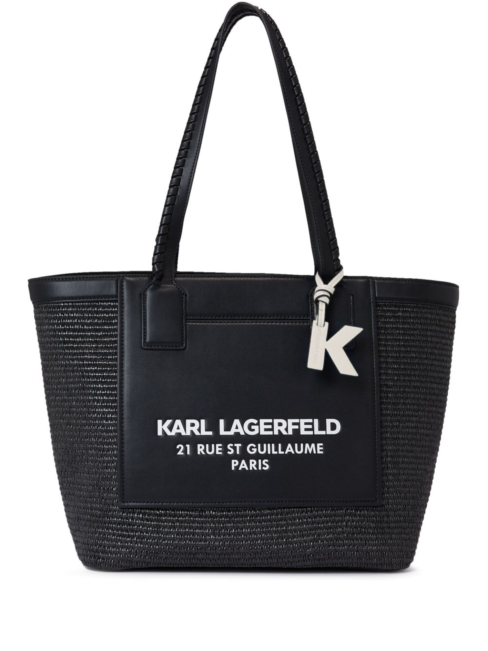 Karl Lagerfeld Rue St-Guillaume raffia tote bag - Black von Karl Lagerfeld