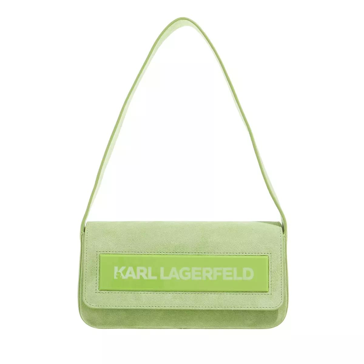 Karl Lagerfeld Schultertasche - Essential K Md Flap Shb Sued - Gr. unisize - in Grün - für Damen von Karl Lagerfeld