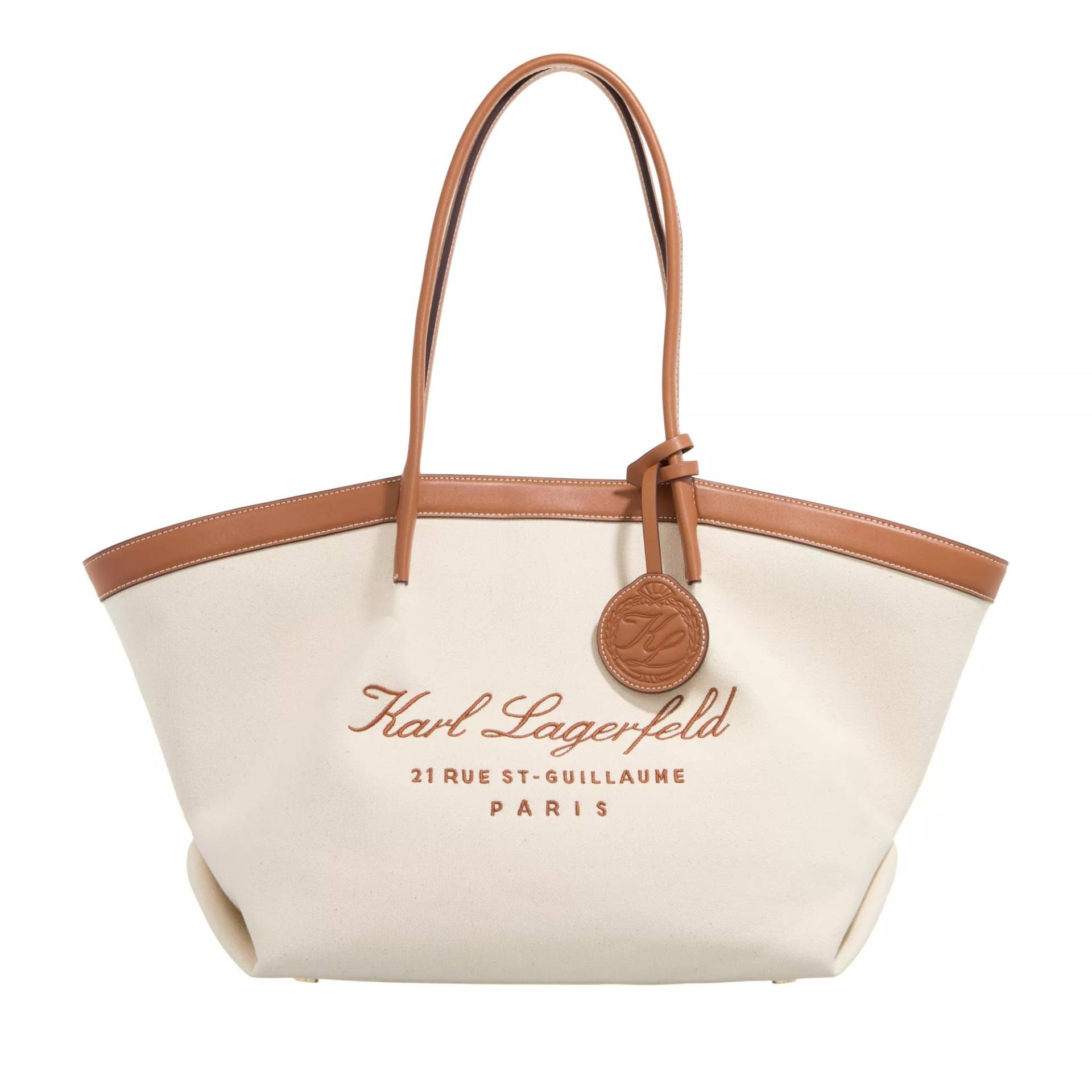 Karl Lagerfeld Schultertasche - Hotel Karl Md Tote Canvas - Gr. unisize - in Beige - für Damen von Karl Lagerfeld